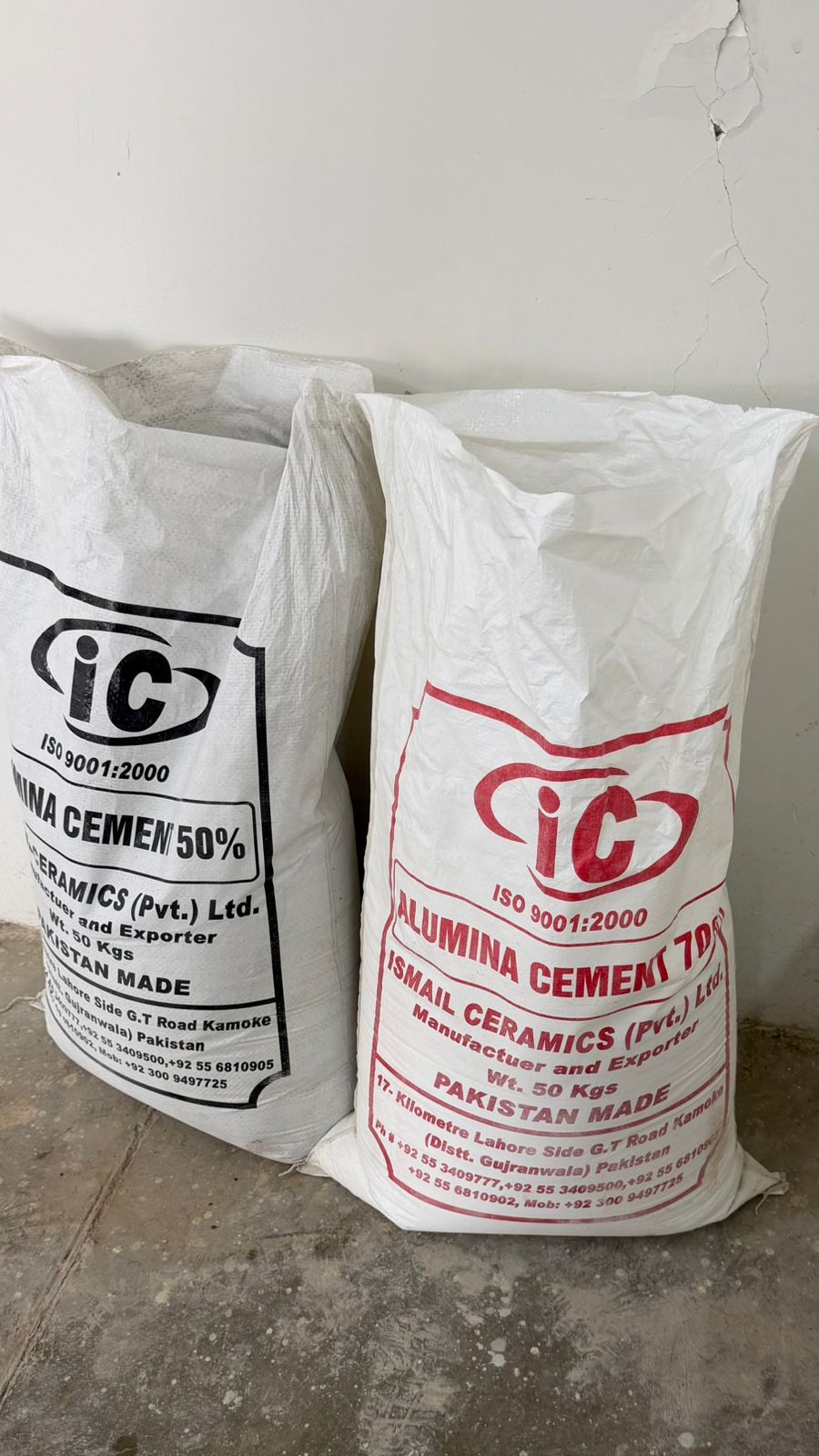 Alumina Cement bags — Ismail Ceramics